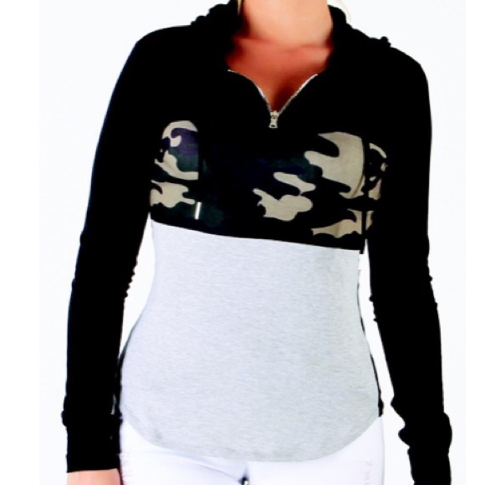 Black Camo ZIP Up Hoodie